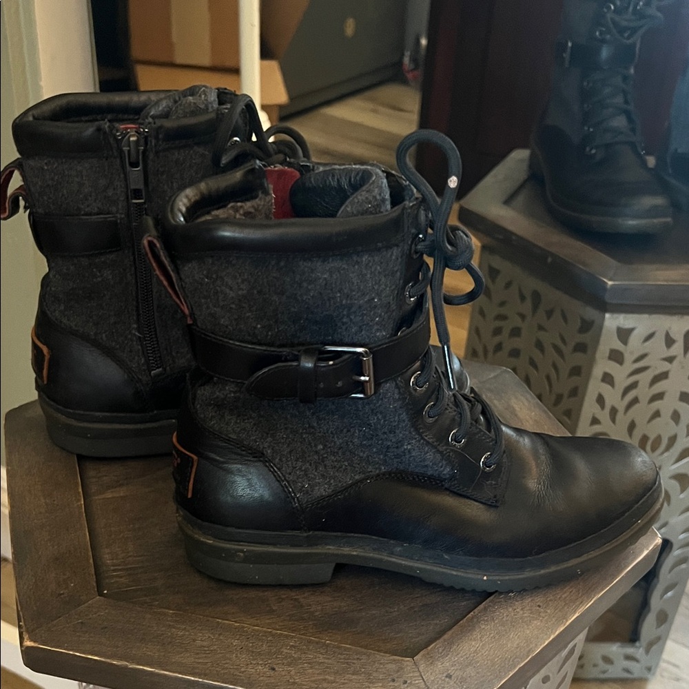 UGG, size 6.5, Women's Black and Gray Lace-Up Kesey Boots - Picture 7 of 14
